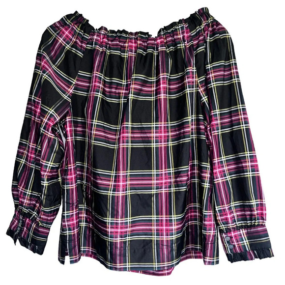 Jcrew Off The Shoulder Stewart Plaid Top - Picture 5 of 8